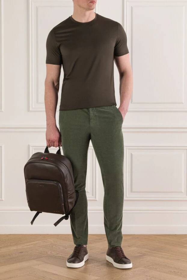 Berwich зауженные чиносы зеленого цвета из мягкого фактурного хлопка 192848 - фото 2