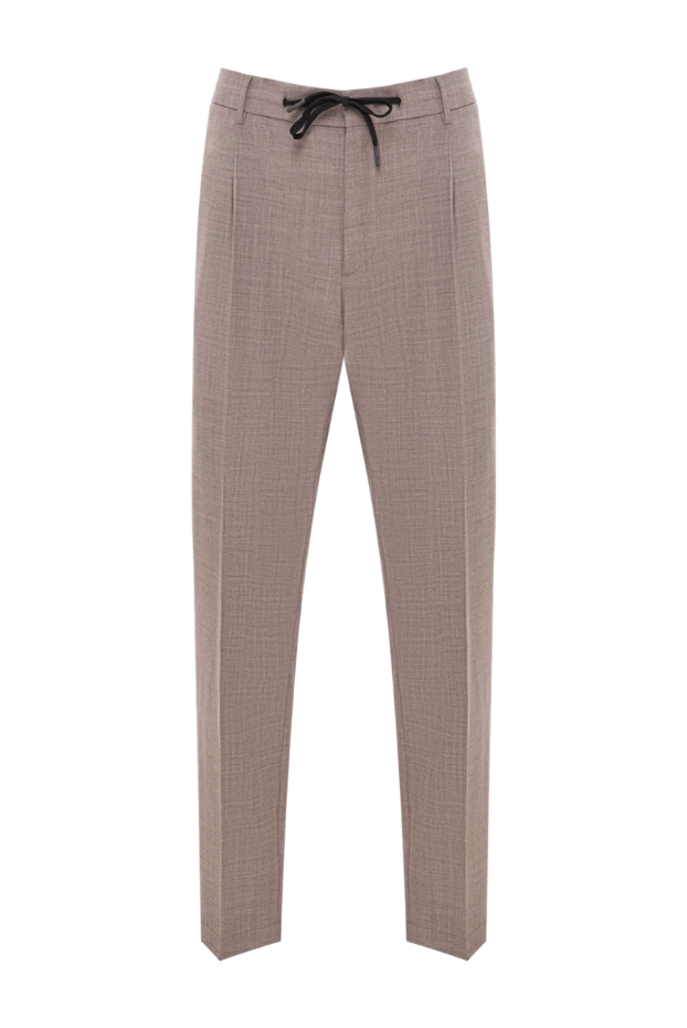 Мужские брюки коричневого цвета из смесовой шерсти - фото 1