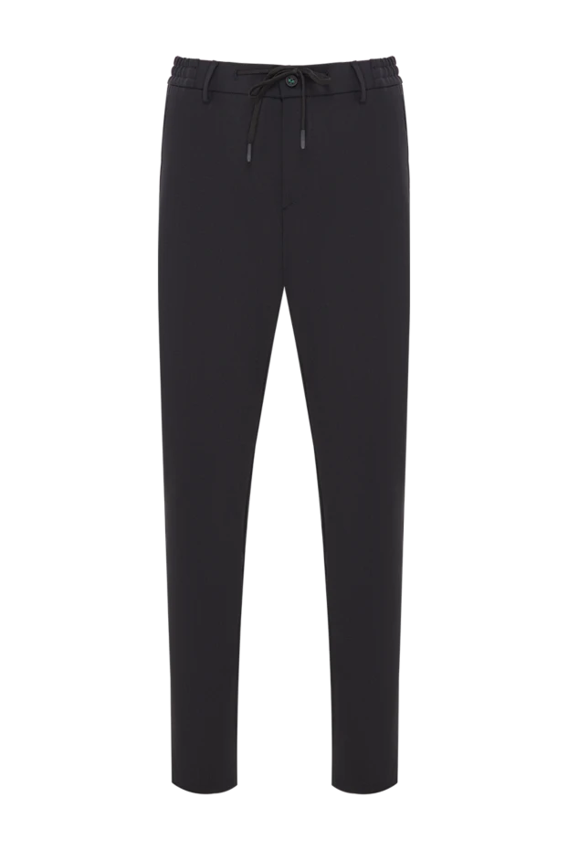 Ерлерге арналған қара түсті, серпімді белбеуі және бауы бар спорттық шалбар - фото 1