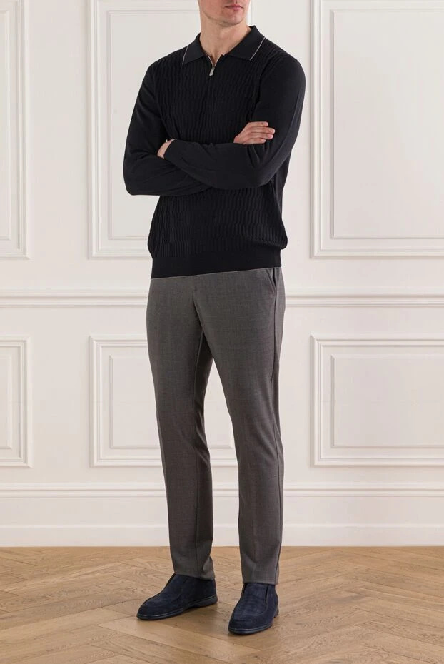 Berwich ерлерге арналған жүн аралас тік шалбар, баулы белбеуі бар 192857 - фото 2