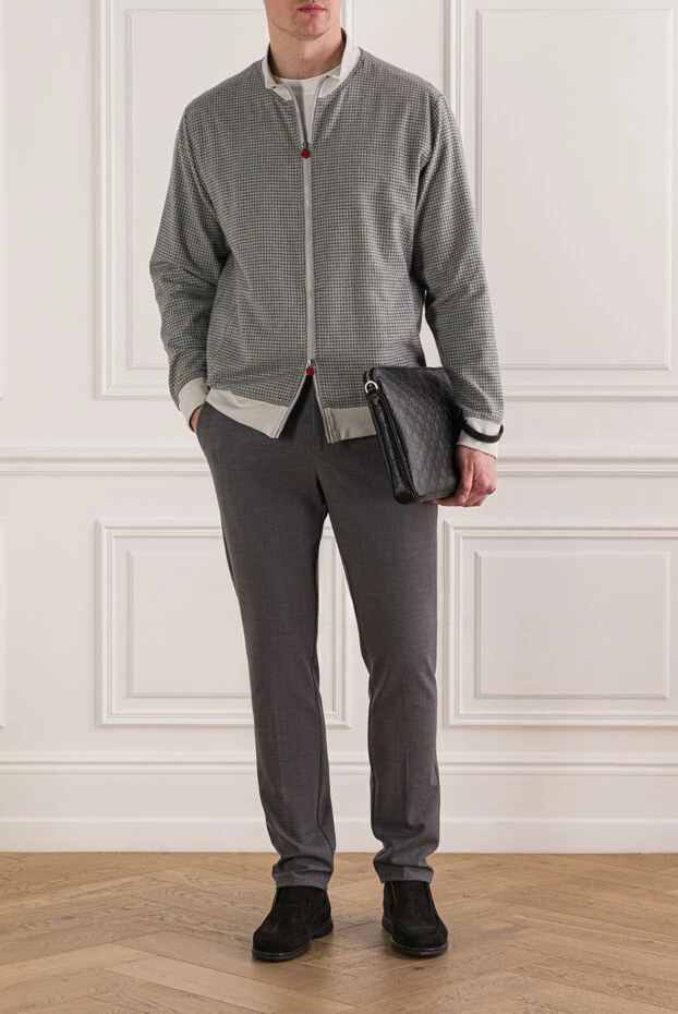 Men's gray jogger pants with elastic waistband and drawstring - photo 2