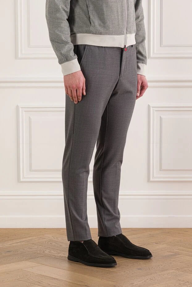 Berwich ерлерге арналған сұр түсті, серпімді белбеуі және бауы бар спорттық шалбар 192858 - фото 3