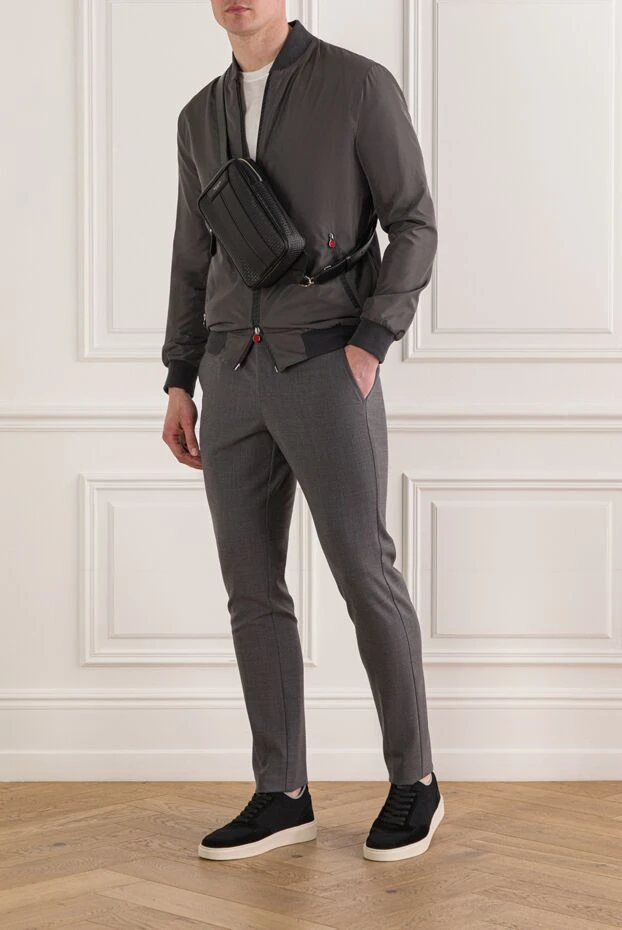 Berwich ерлерге арналған сұр жүн аралас шалбар, бауы бар 192859 - фото 2