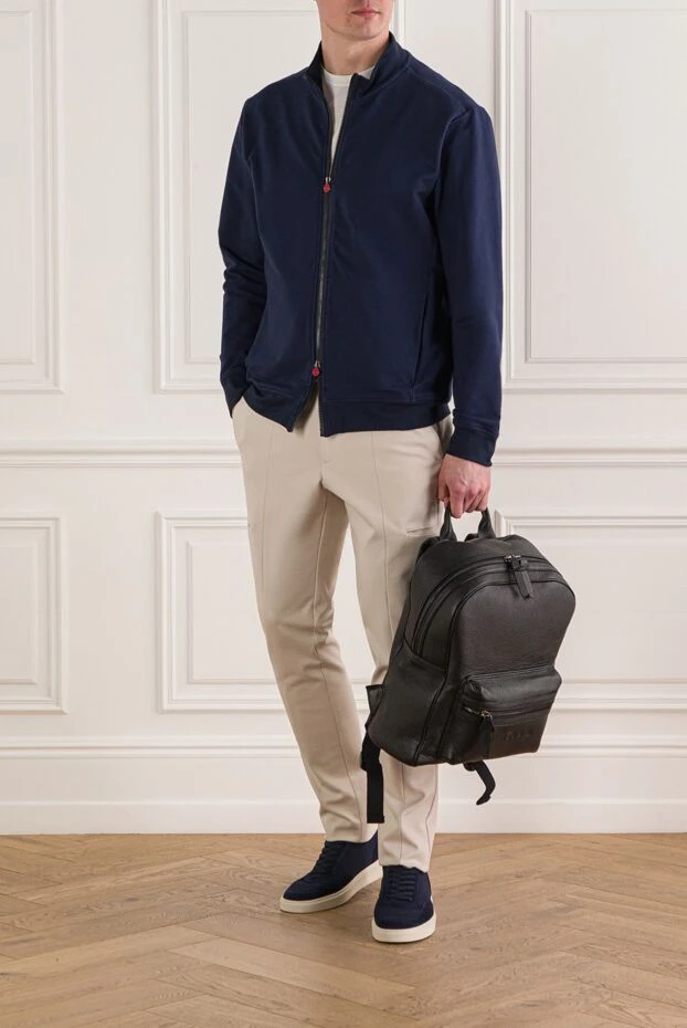 Аяқтарында қалталары бар бежевый түсті жіңішке шалбар - фото 2