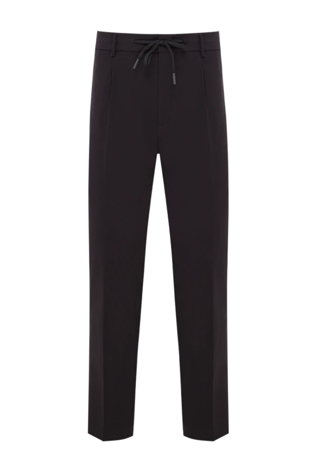 Men's black trousers with neat pleats and an adjustable drawstring - photo 1