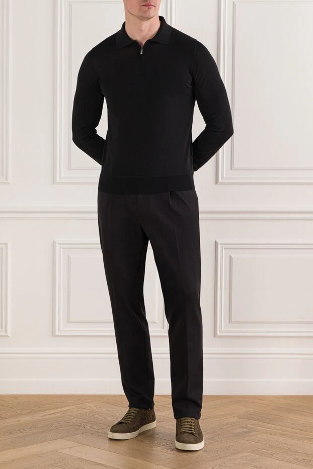 Berwich ерлерге арналған ұқыпты бүктемелері және реттелетін бауы бар қара шалбар 192867 - фото 2