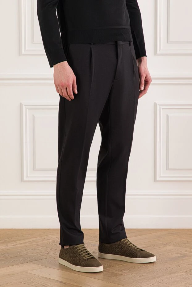 Berwich ерлерге арналған ұқыпты бүктемелері және реттелетін бауы бар қара шалбар 192867 - фото 3