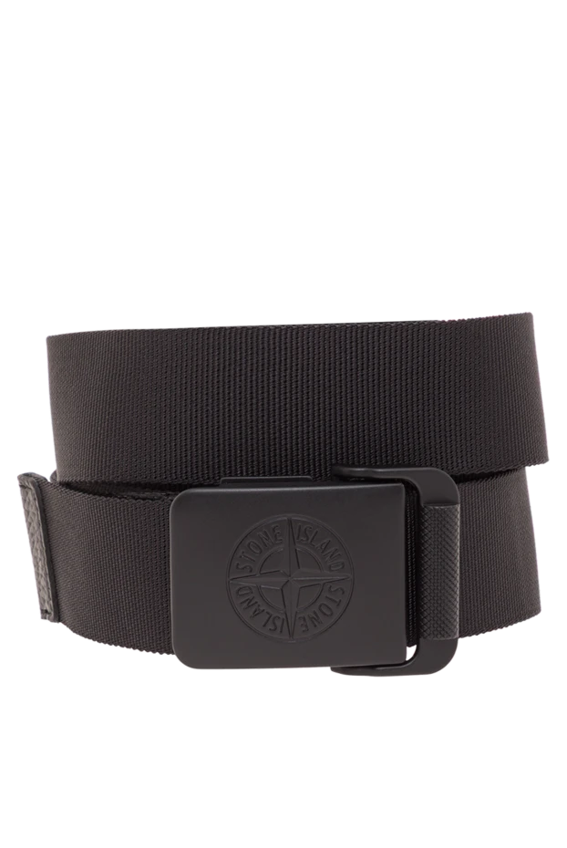 Nylon webbing belt with grained leather trim - photo 1