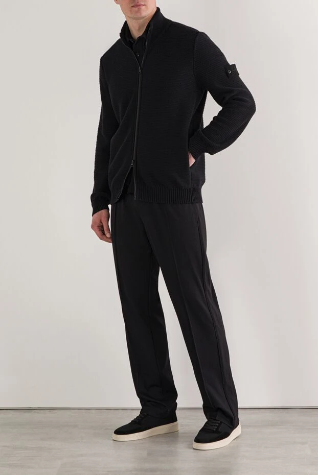 Stone Island қалтасы бар, кең қара түсті сыдырмалы кардиган

 192879 - фото 2