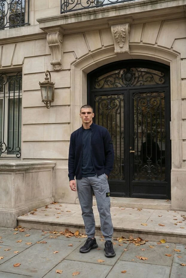 Stone Island қалтасы бар, кең көк түсті сыдырмалы кардиган.

 192880 - фото 2