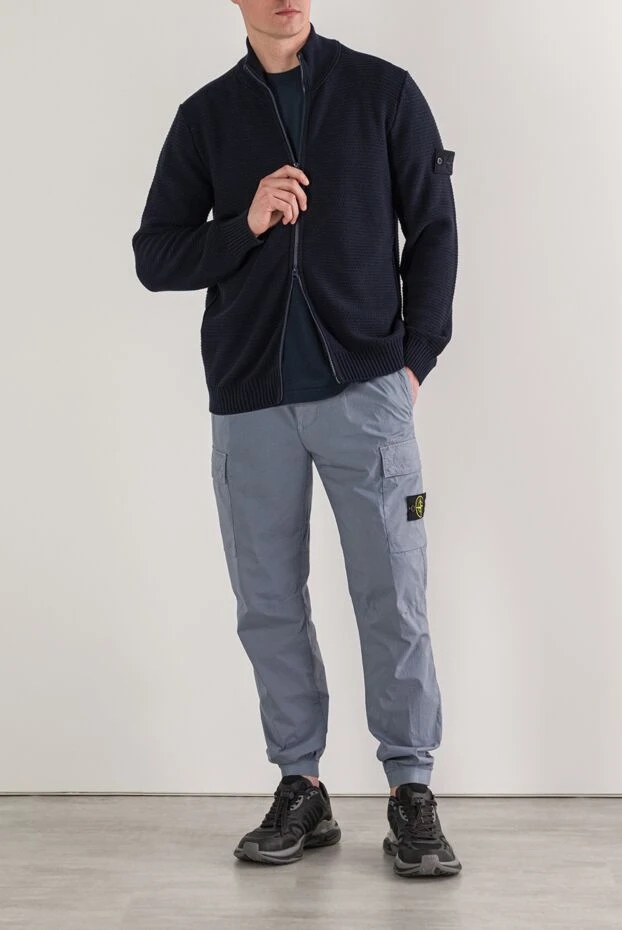Stone Island қалтасы бар, кең көк түсті сыдырмалы кардиган.

 192880 - фото 3