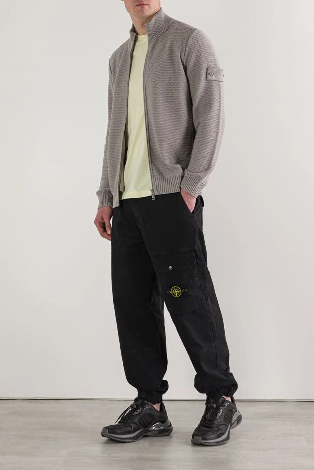 Stone Island қалтасы бар, кең, сыдырмалы сұр түсті кардиган.

 192881 - фото 2