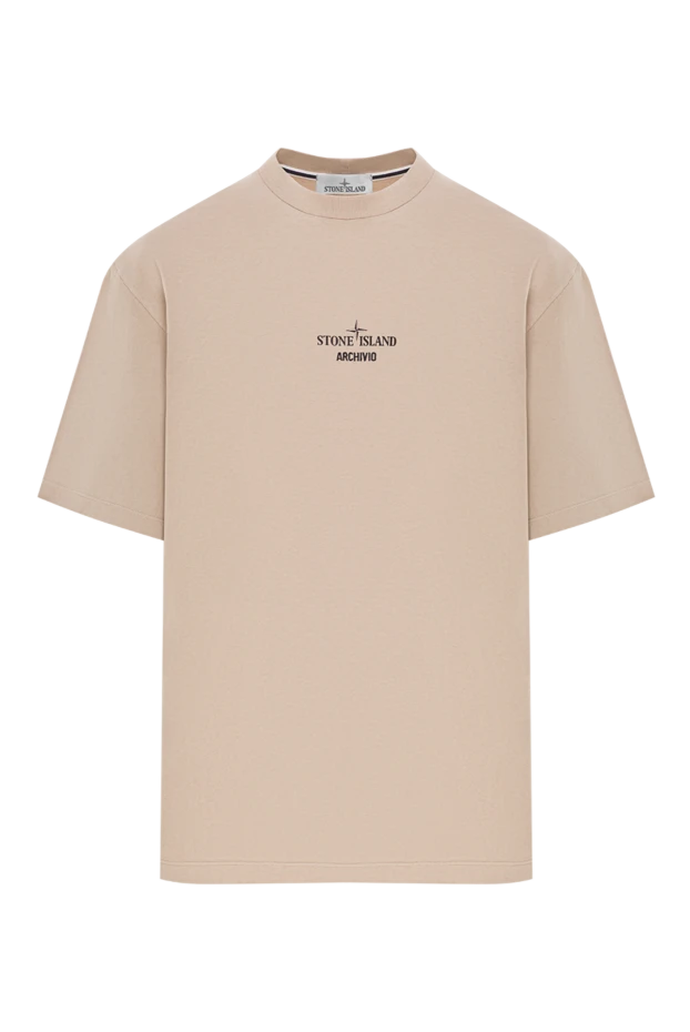 Archivio баспасы бар, кәдімгідей киілетін бежевый түсті футболка - фото 1