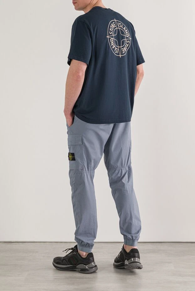 Stone Island контурлы компас басылымы бар көк түсті кәдімгі футболка 192894 - фото 2