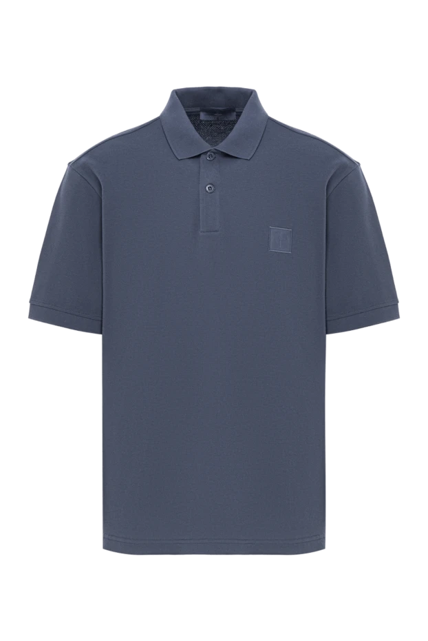 Синее поло из органического хлопкового пике c нашивкой Compass в тон - фото 1