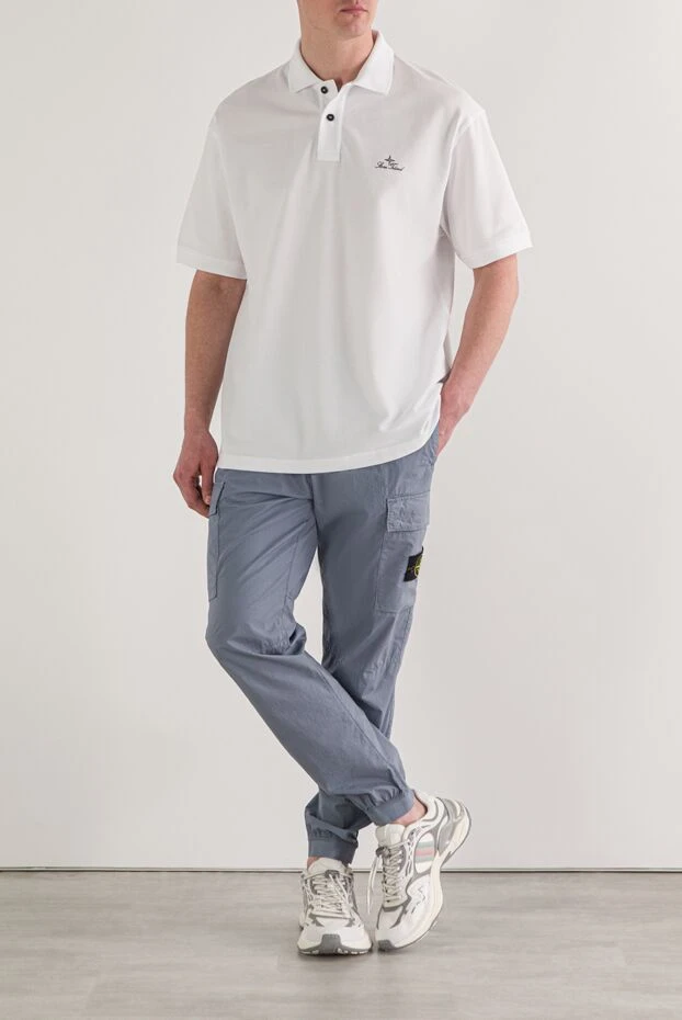 Stone Island белое поло стандартного кроя с короткими рукавами и вышитым логотипом

 192897 - фото 2