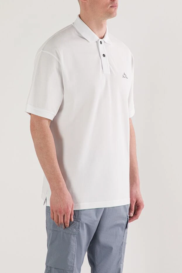 Stone Island белое поло стандартного кроя с короткими рукавами и вышитым логотипом

 192897 - фото 3