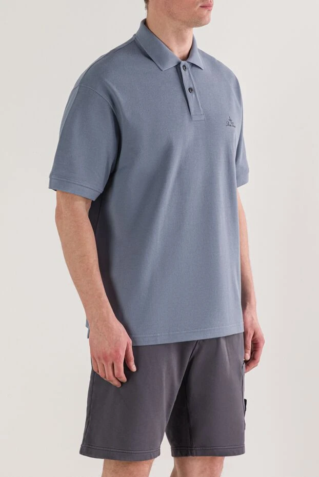 Stone Island голубое поло стандартного кроя с короткими рукавами и вышитым логотипом

 192899 - фото 3