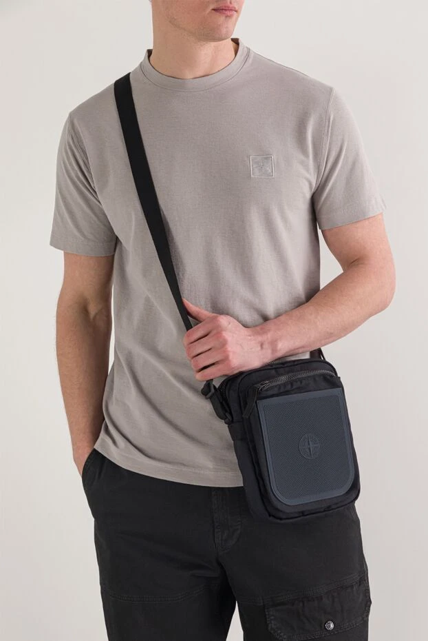 Резеңкеленген қалтасы бар көк нейлон ілінісу сөмкесі - фото 2