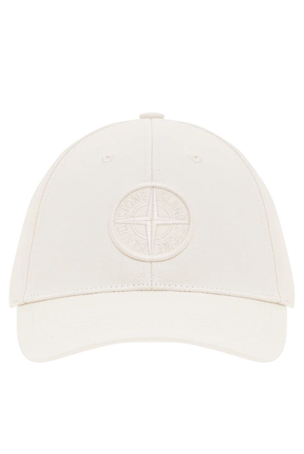 Белая бейсболка из хлопкового репса с рельефной вышивкой компаса - фото 1