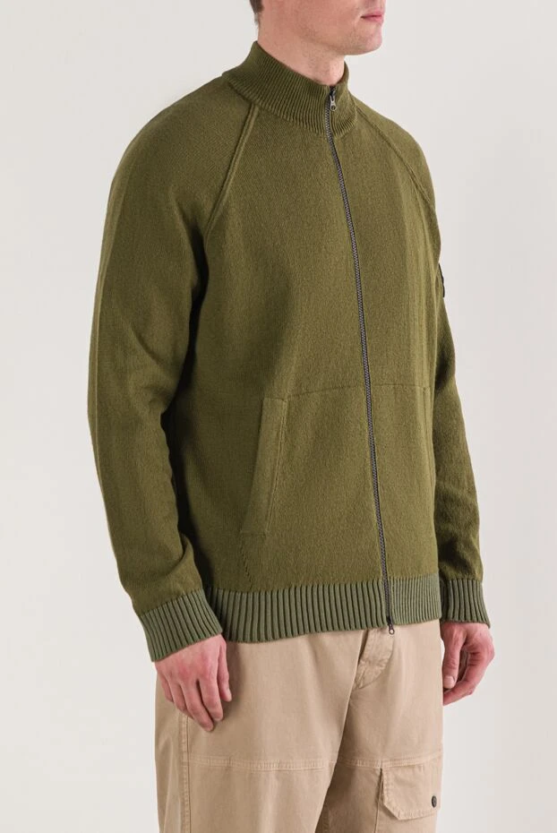 Stone Island зеленая спортивная кофта на молнии из хлопка с нашивкой-логотипом 192906 - фото 3
