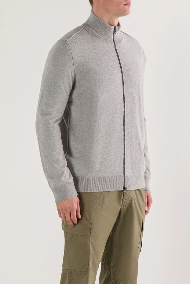 Stone Island серая шерстяная спортивная кофта на молнии с нашивкой-логотипом 192907 - фото 3