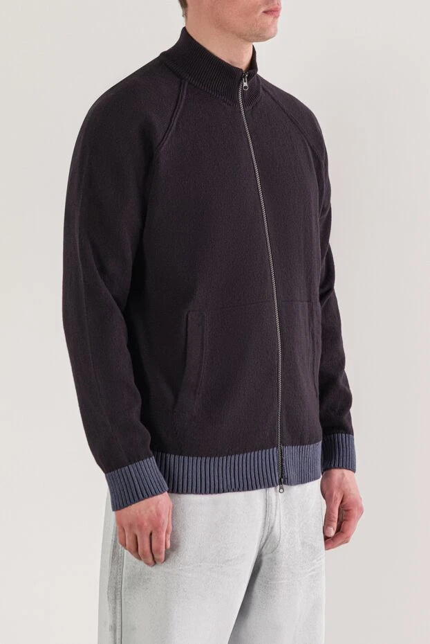 Stone Island синяя спортивная кофта на молнии из хлопка с нашивкой-логотипом 192908 - фото 3