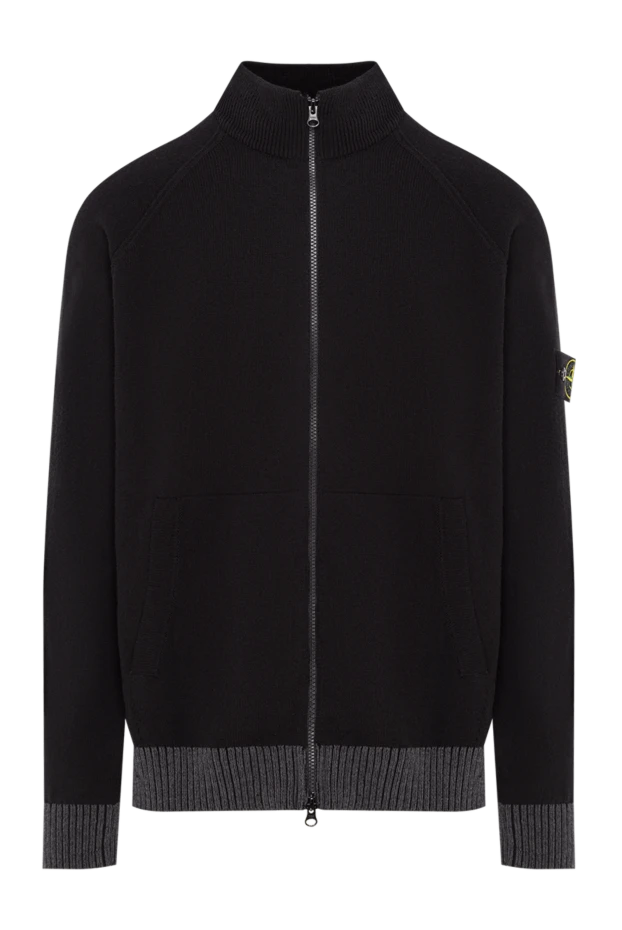 Логотипі бар қара мақтадан жасалған сыдырмалы жемпір - фото 1