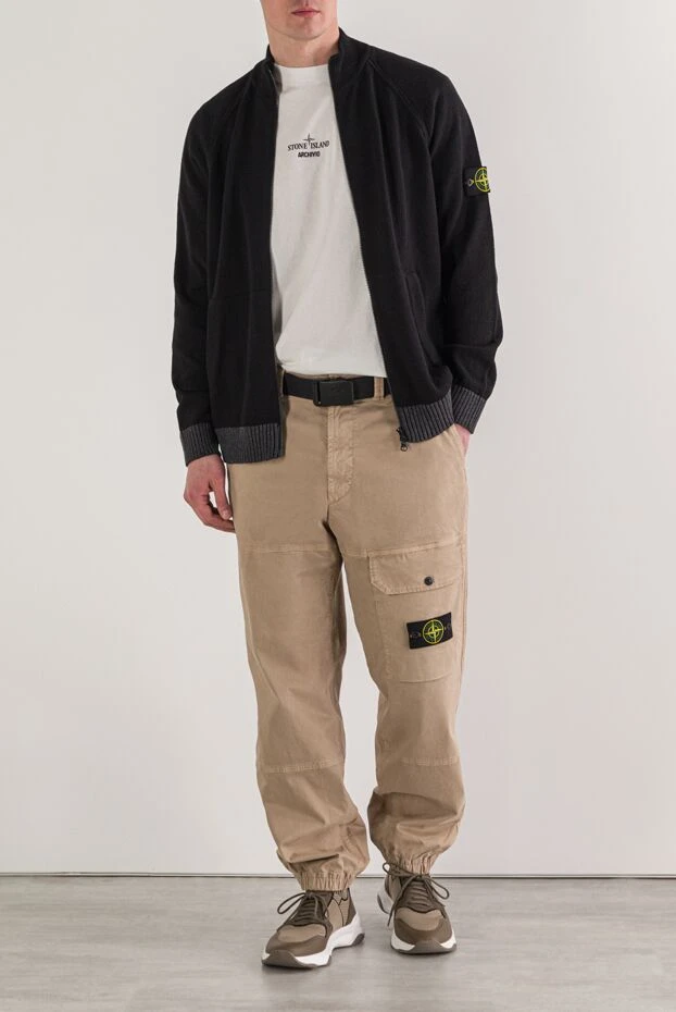 Stone Island черная спортивная кофта на молнии из хлопка с нашивкой-логотипом 192909 - фото 2