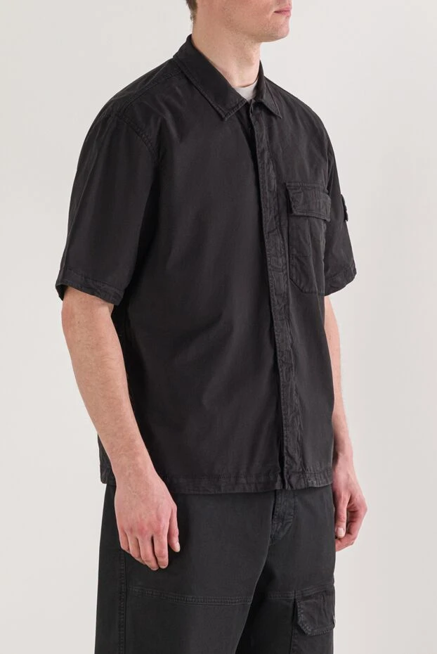 Stone Island жеңіл, созылғыш органикалық қара мақтадан жасалған жейде-куртка 192910 - фото 3