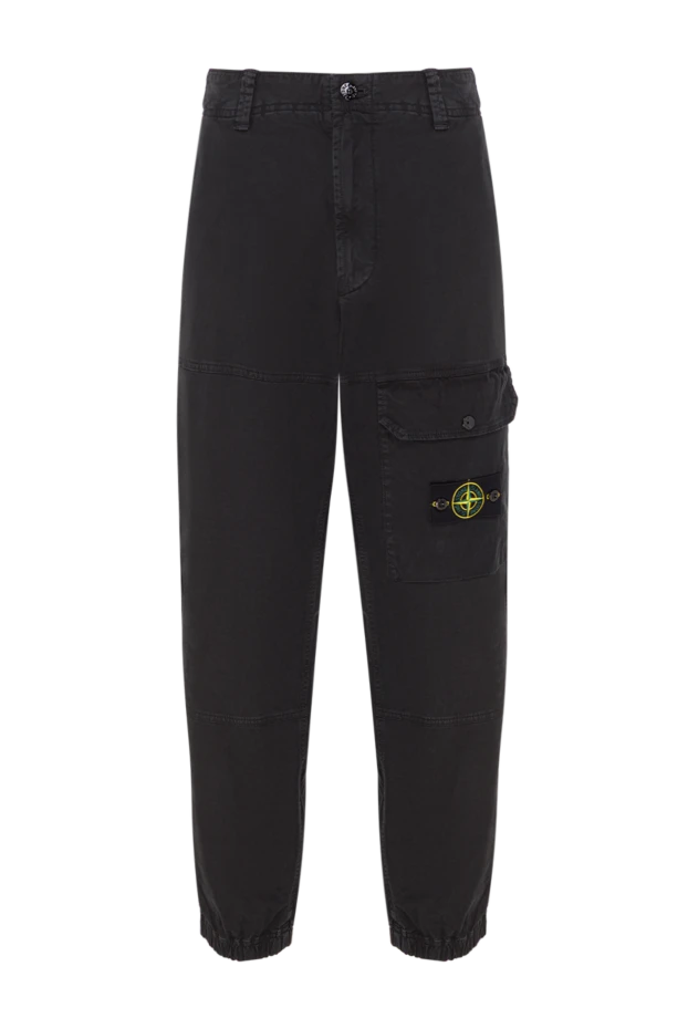 Stone Island черные брюки-карго из органического хлопка с эластичными манжетами 192911 - фото 1