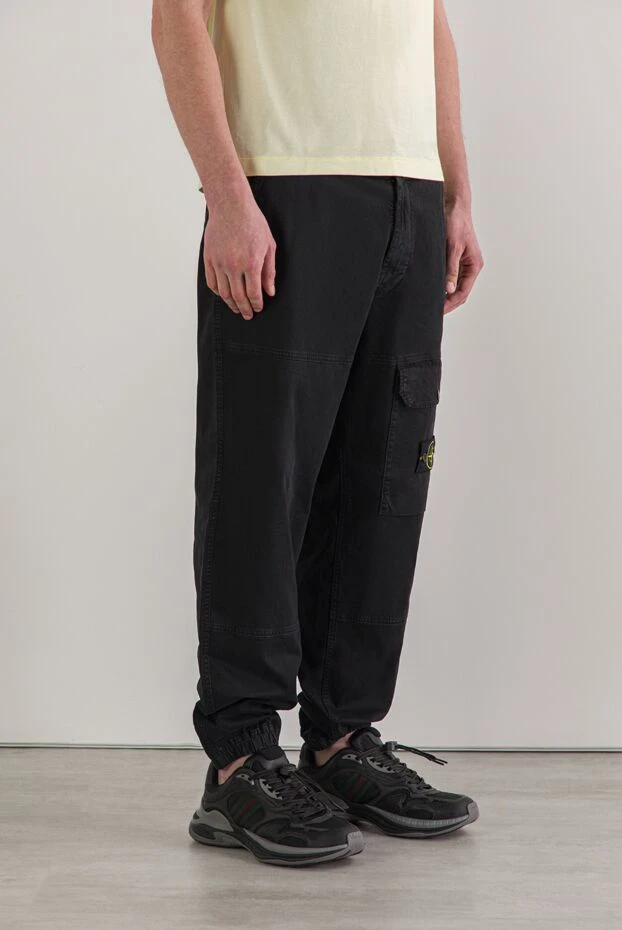 Stone Island черные брюки-карго из органического хлопка с эластичными манжетами 192911 - фото 3