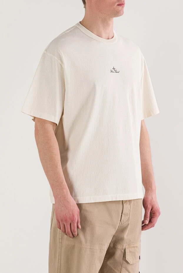 Stone Island кәдімгідей киюге болатын ақ футболка, кестеленген логотипі бар

 192914 - фото 3