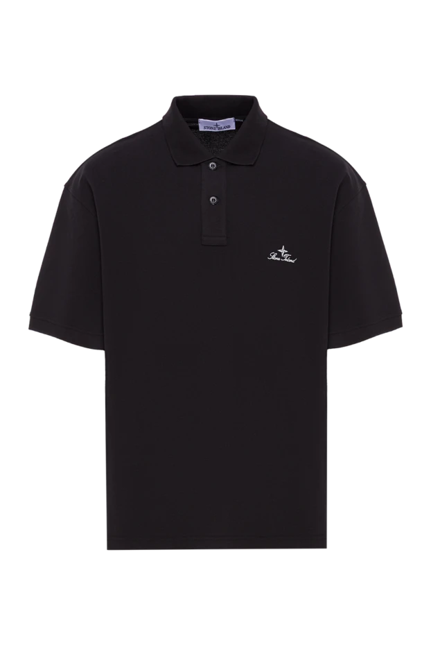 Черное поло стандартного кроя с короткими рукавами и вышитым логотипом
- фото 1