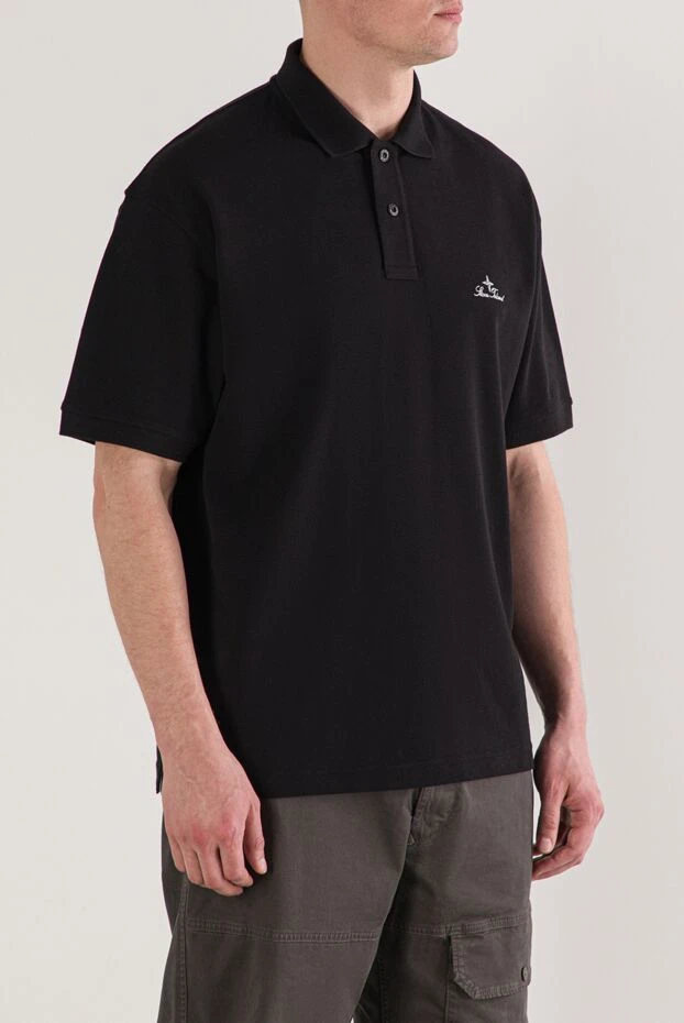 Stone Island черное поло стандартного кроя с короткими рукавами и вышитым логотипом

 192919 - фото 3