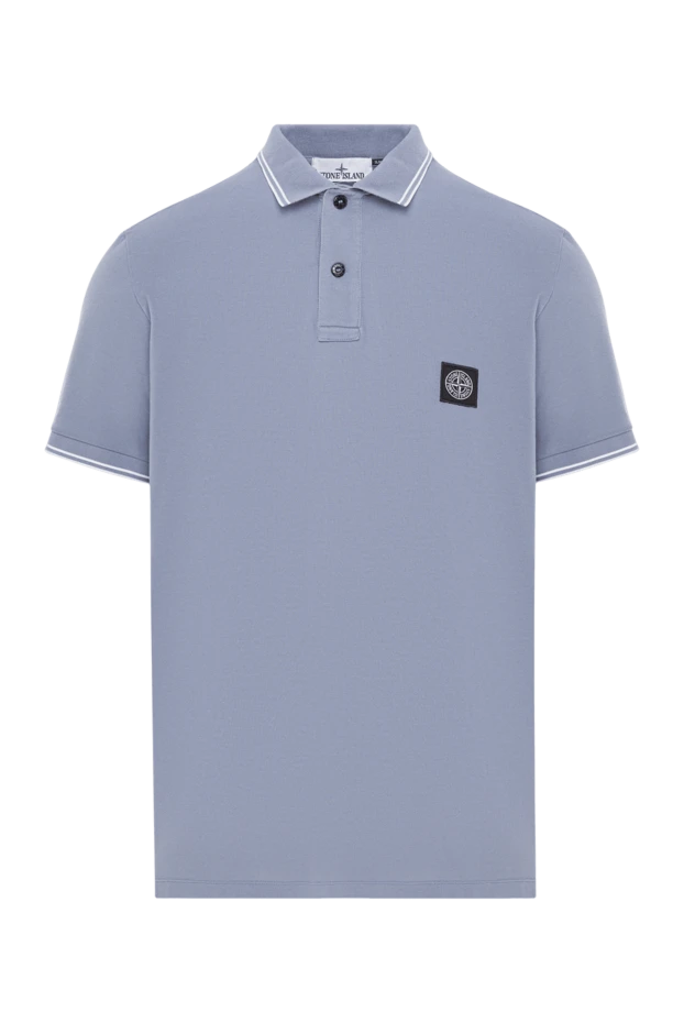 Қабырғалы жағасы және контрастты жиегі бар көк мақтадан тігілген поло жейдесі - фото 1