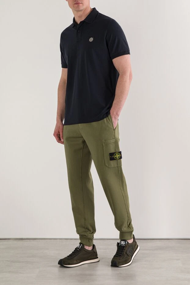 Stone Island синее поло с короткими рукавами из органического хлопкового пике 192921 - фото 2