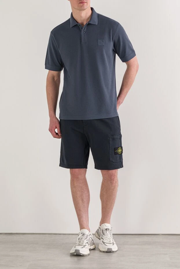 Stone Island спортивные синие шорты стандартного кроя с накладным карманом 192930 - фото 2