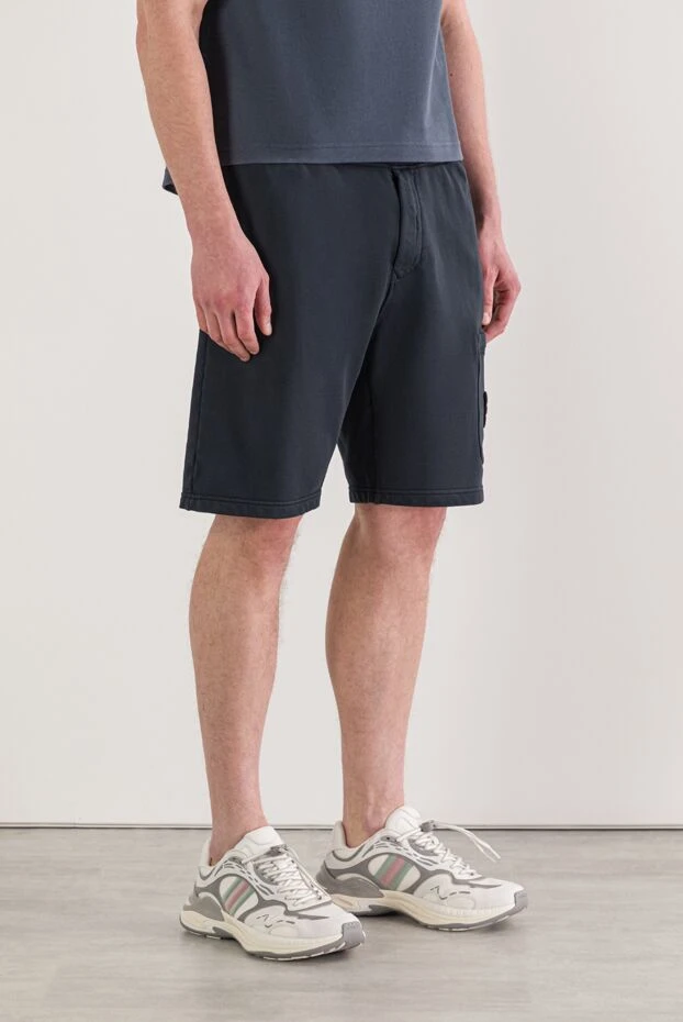 Stone Island спортивные синие шорты стандартного кроя с накладным карманом 192930 - фото 3