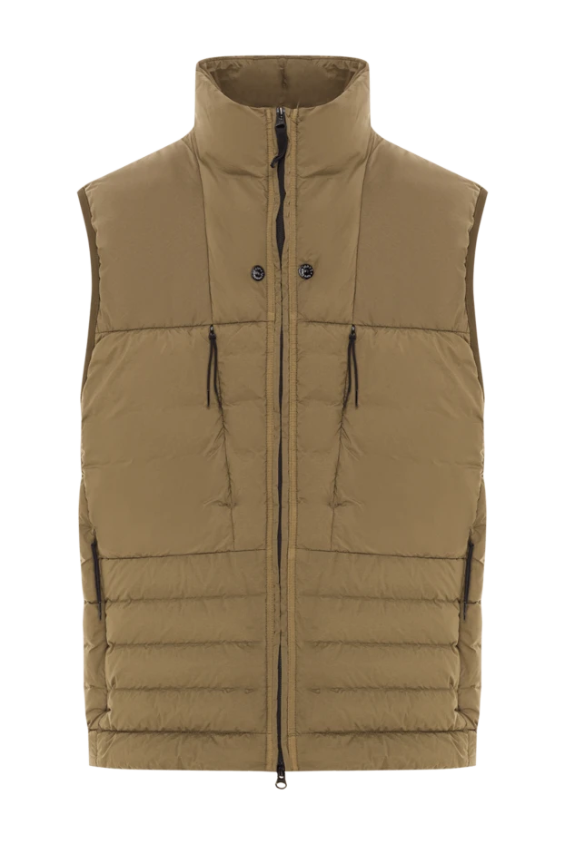 Green down vest with a stand-up collar and a two-way zipper - photo 1