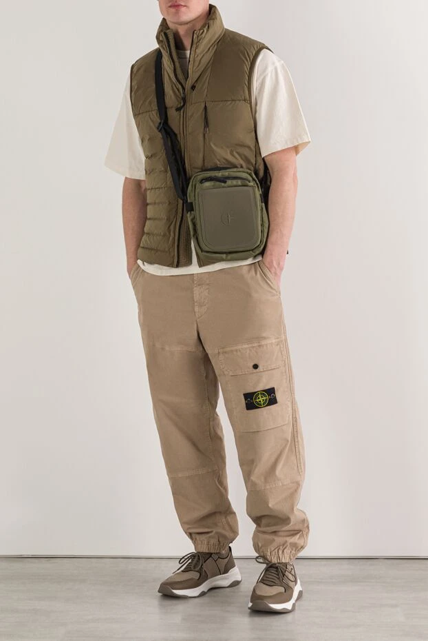 Stone Island зеленый пуховый жилет с воротником-стойкой и двусторонней молнией 192931 - фото 2