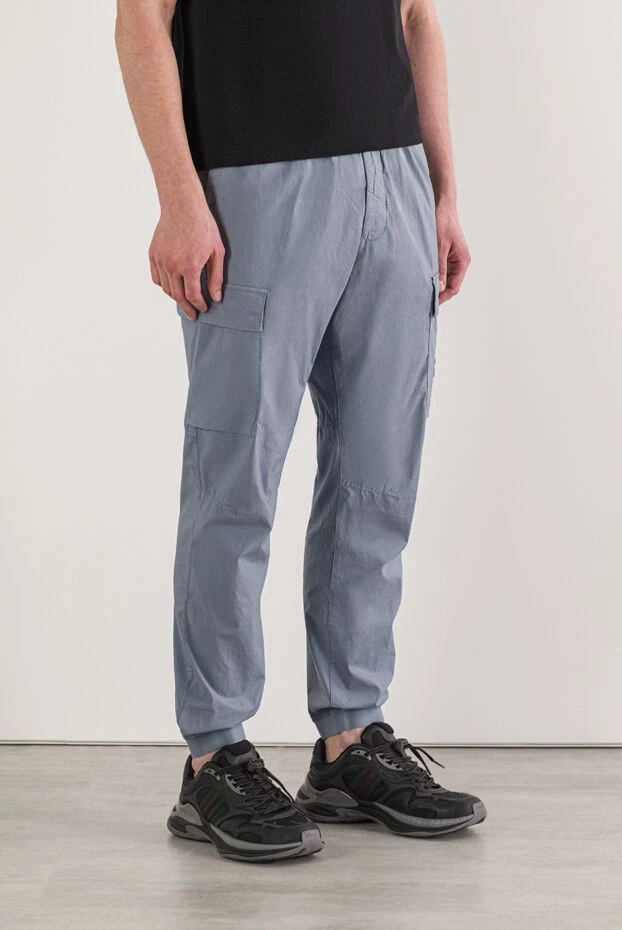 Stone Island брюки карго из голубого стрейч хлопка paracadute 192933 - фото 3