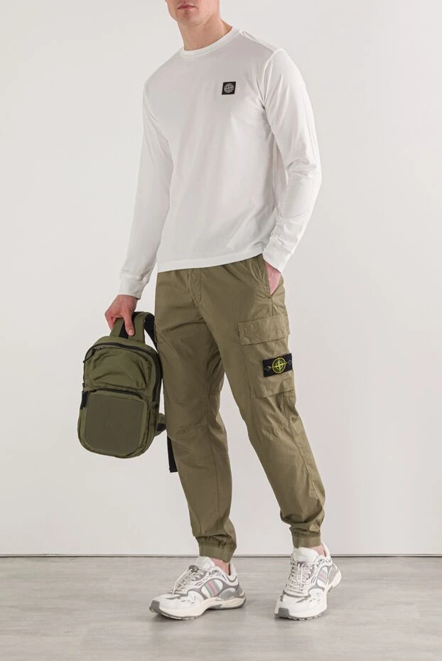 Stone Island брюки карго из зеленого стрейч хлопка paracadute 192934 - фото 2