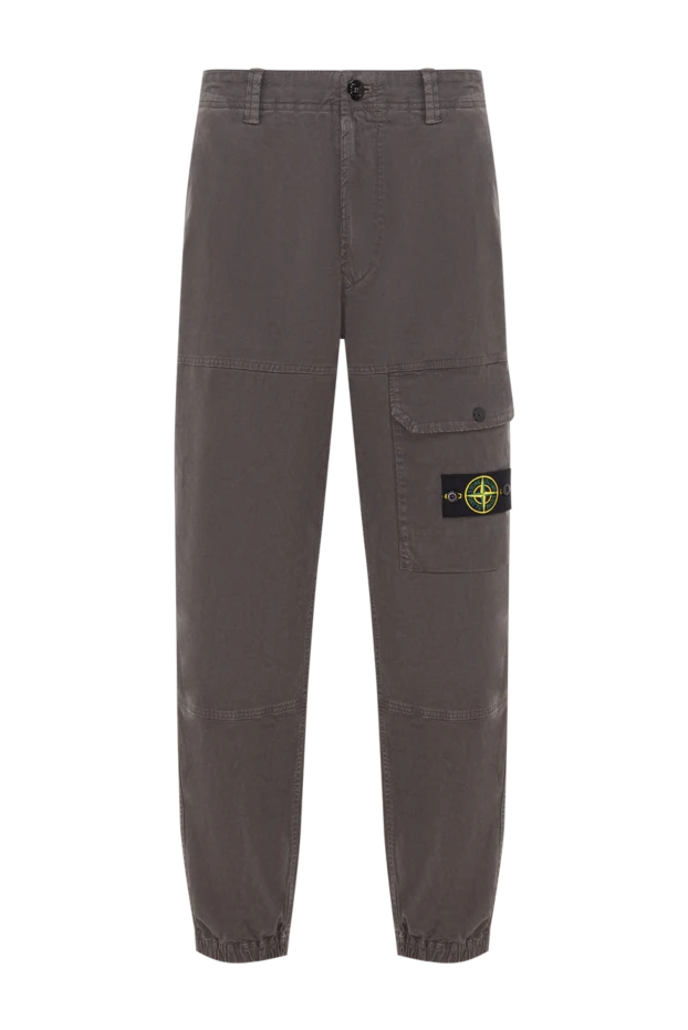 Серые брюки-карго из органического хлопка с эластичными манжетами - фото 1