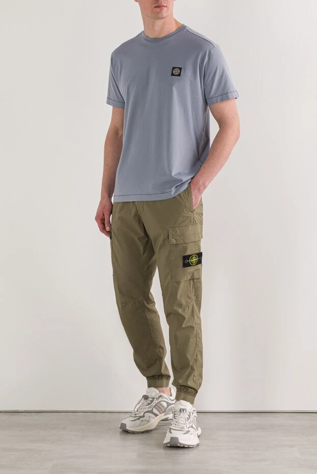 Stone Island компас патчы бар ашық көк түсті футболка 192936 - фото 2