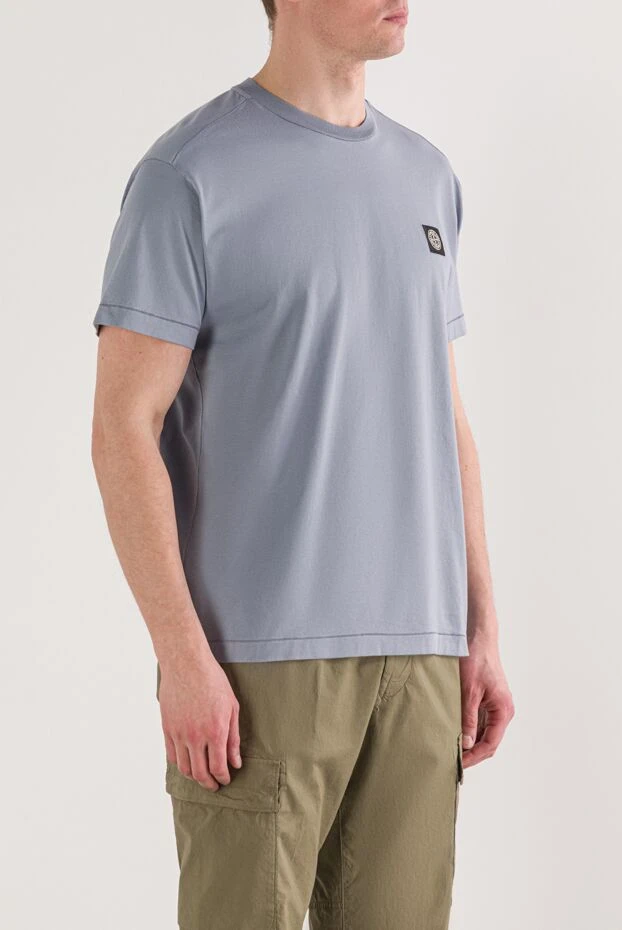 Stone Island компас патчы бар ашық көк түсті футболка 192936 - фото 3