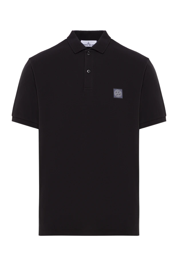 Black short sleeve polo shirt made of organic cotton pique - photo 1