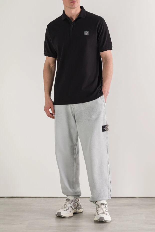Stone Island черное поло с короткими рукавами из органического хлопка пике 192943 - фото 2