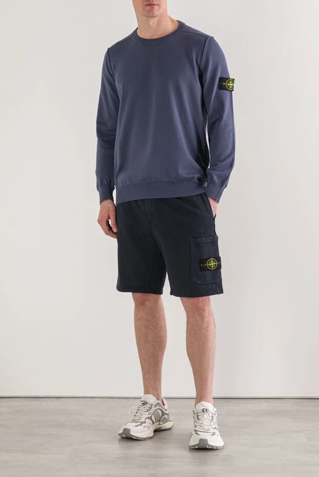 Stone Island вязаный светло-синий свитер с круглым вырезом из мягкого органического хлопка 192947 - фото 2