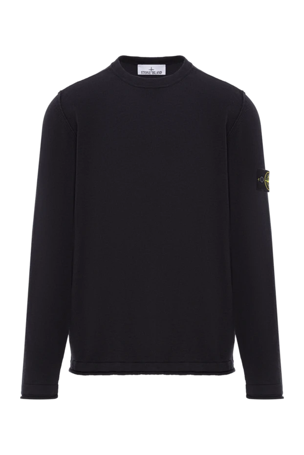 Органикалық мақта мен нейлоннан жасалған қара түсті тоқылған жағалы свитер - фото 1